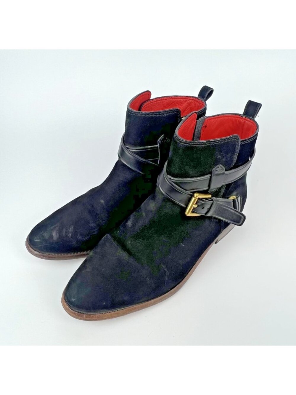 Coach Leoda Suede Ankle Boots Women’s 8.5 B – Black Zip Booties w/ Buckle
